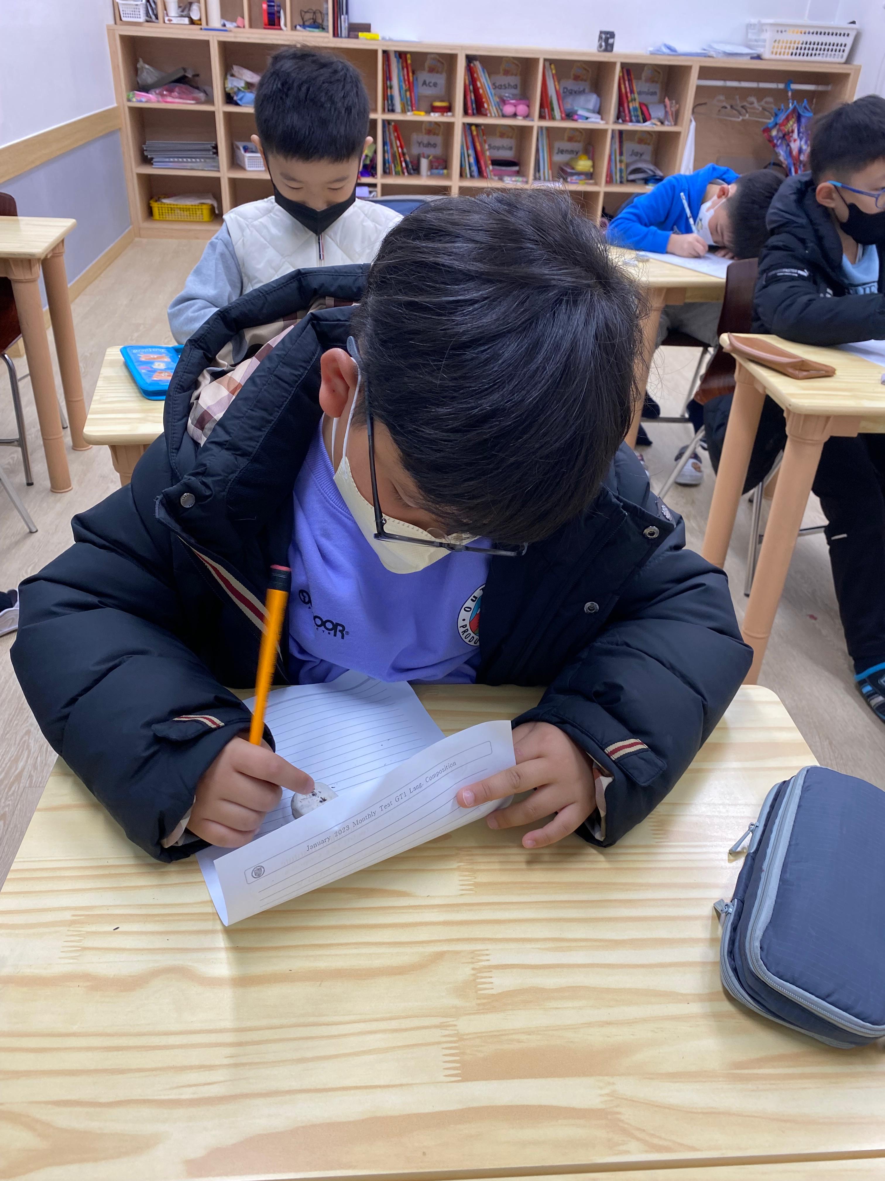 Child focused and engaged in a learning session